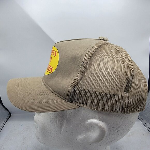 Bass Pro Shops Snapback Trucker Hat Cap Beige Logo Mesh Outdoor Fishing - Picture 2 of 10